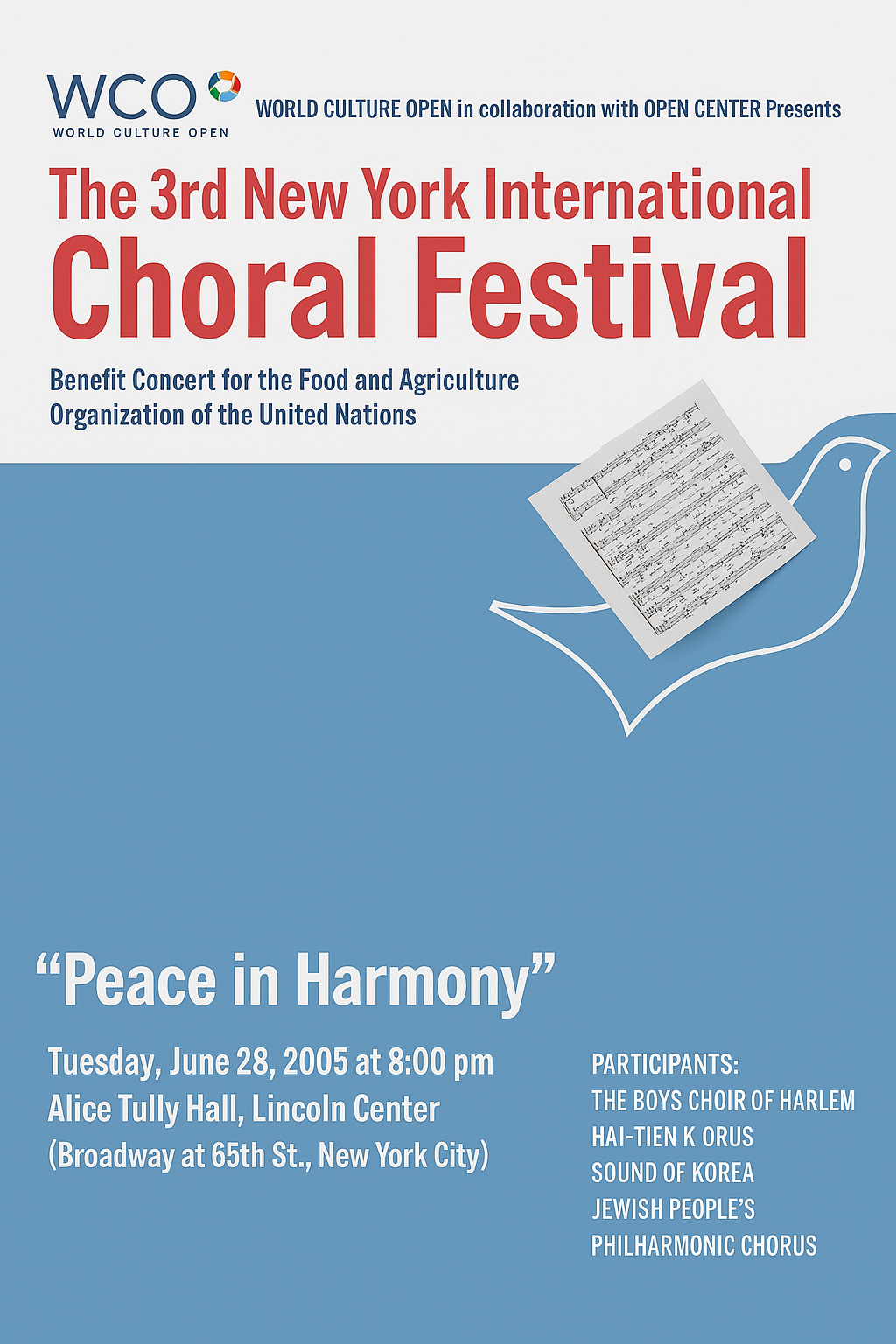 The 3rd New York International Choral Festival at Lincoln Center, New York City